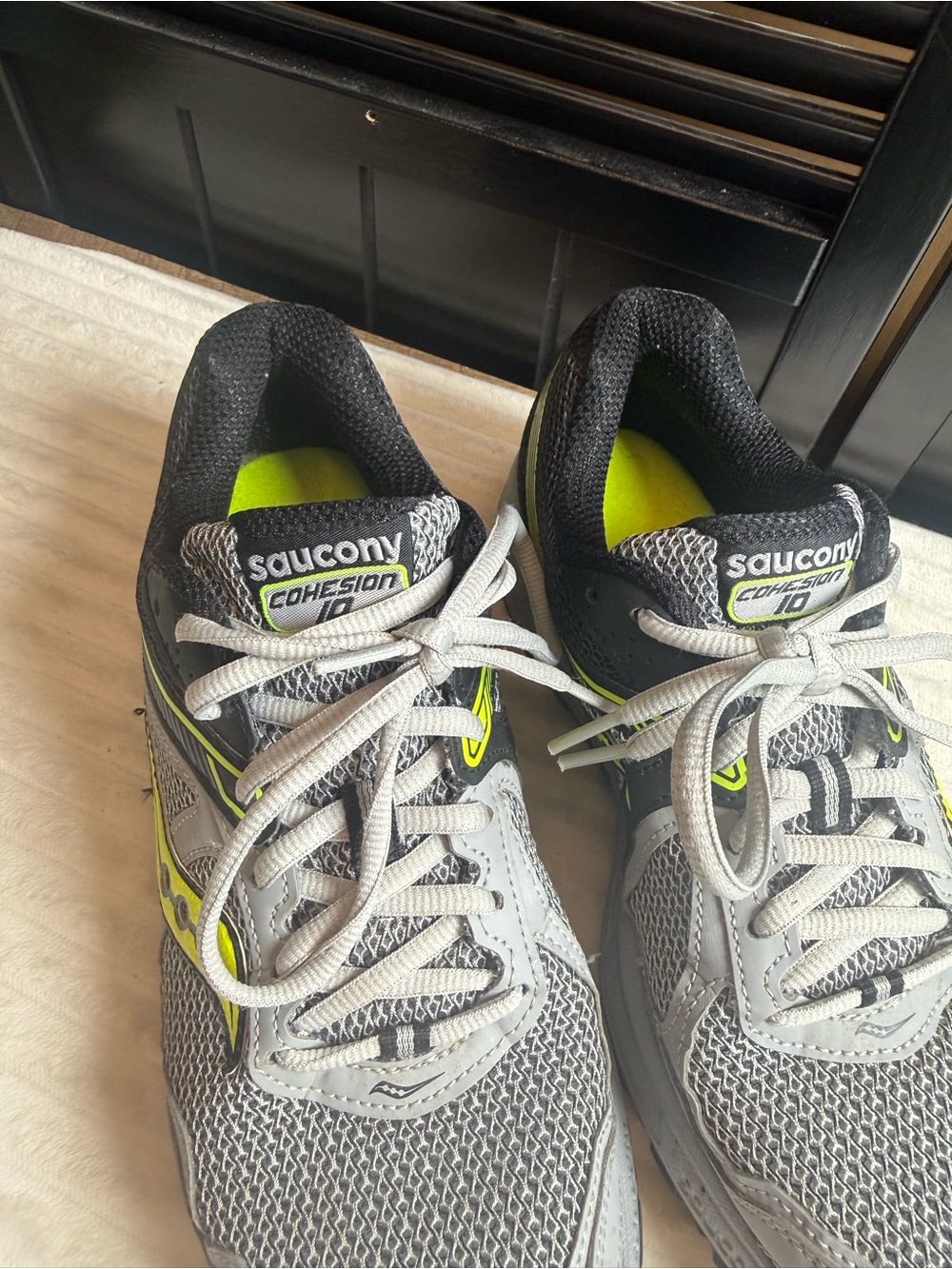 Saucony Gray Sneakers with Neon Green Accents